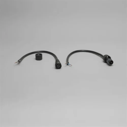 Коннектор 220В Папа-Мама 2 pin, 30см Провод Черный Каучук 2х1, IP65. Фото 2.