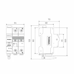 Умный автоматический выключатель 2 P 63 A C 6 kA W1002P6301