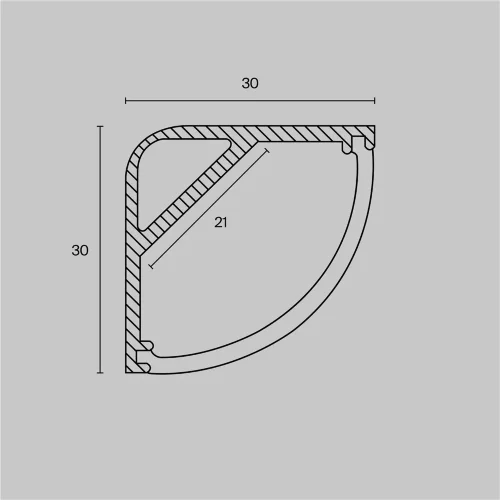 Алюминиевый профиль накладной угловой 30x30 (Серебро, 2 м), ALM-3030B-S-2M (Серебро) ALM-3030B-S-2M - фото 2