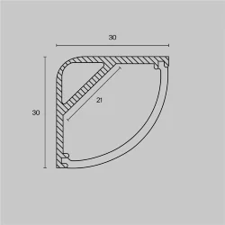 Алюминиевый профиль накладной угловой 30x30 (Серебро, 2 м), ALM-3030B-S-2M (Серебро) ALM-3030B-S-2M
