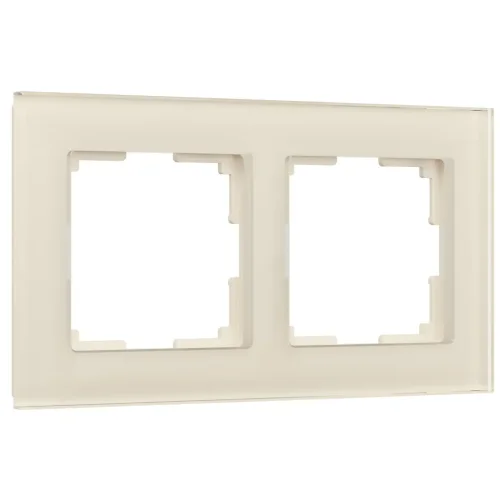 Рамка из стекла на 2 поста Favorit молочный W0021141 - фото