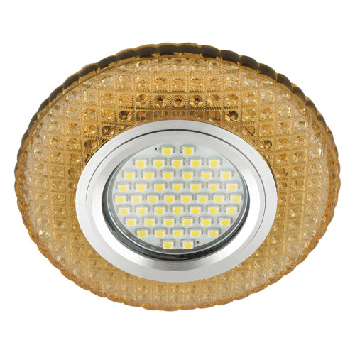 DLS-L135 GU5.3 GLASSY-GOLD Светильник декоративный встраиваемый, серия Luciole, Без лампы, цоколь GU5.3, Доп, светодиодная подсветка 3Вт, Стекло, Зеркальный-светло-желтый - фото 5