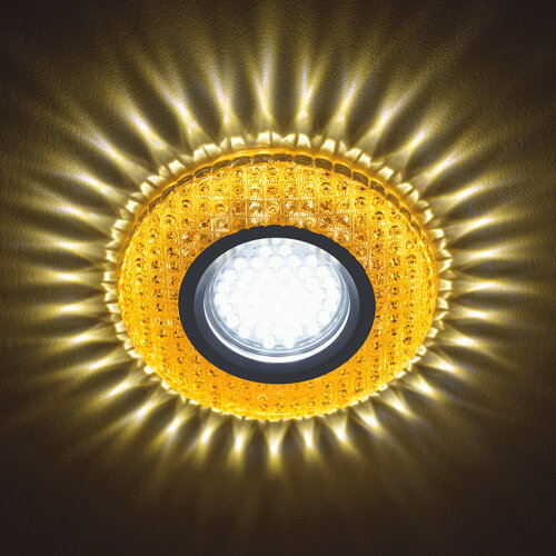 DLS-L135 GU5.3 GLASSY-GOLD Светильник декоративный встраиваемый, серия Luciole, Без лампы, цоколь GU5.3, Доп, светодиодная подсветка 3Вт, Стекло, Зеркальный-светло-желтый - фото 6