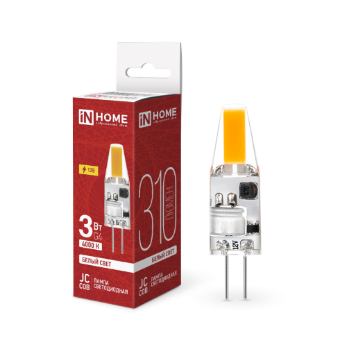 Лампа светодиодная LED-JC-COB 3Вт 12В G4 4000К 310Лм IN HOME - Фото