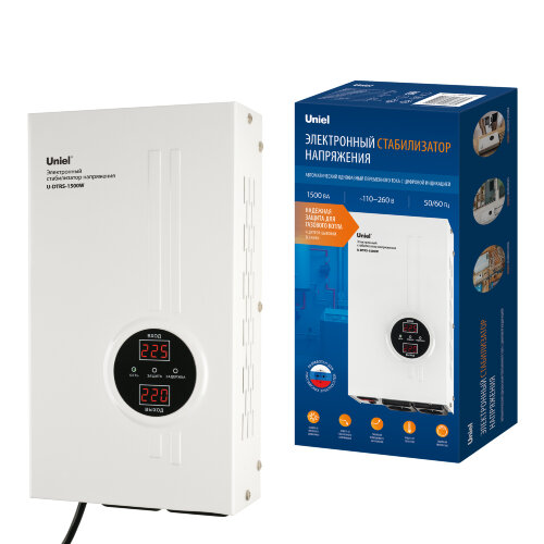 U-DTRS-1500W Стабилизатор напряжения ультратонкий, Однофазный релейный, 1500ВА, Настенный, TM Uniel - фото 7