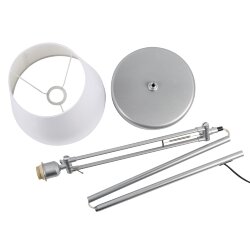 UML-T500 E27 SILVER-WHITE Торшер напольный под лампу Е27, 60W, с регулировкой наклона, Серебристый-Белый