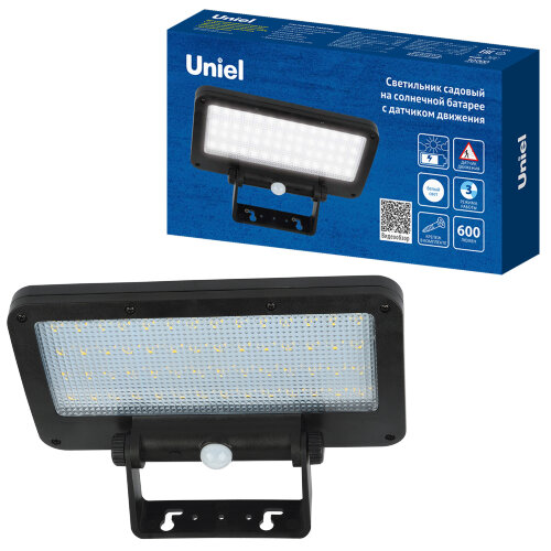 USL-F-562-PT060 SENSOR N1 Садовый светильник на солнечной батарее, с датчиком движения, 6Вт, Белый свет 4000K, Корпус черный, TM Uniel - фото 5