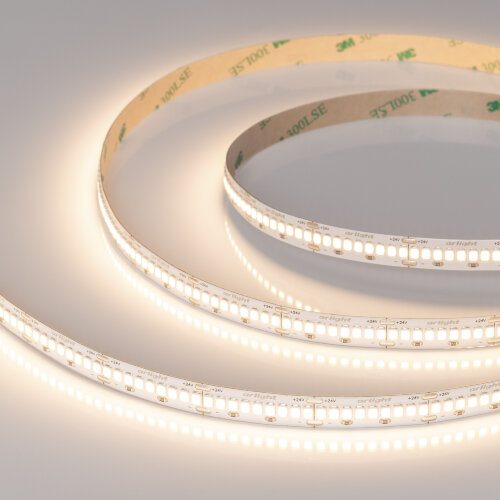 Светодиодная лента ULTRA-A288-10mm 24V Warm3000 (17 W/m, IP20, 5m) (Arlight, высок.эфф.200 лм/Вт) 054931 - фото
