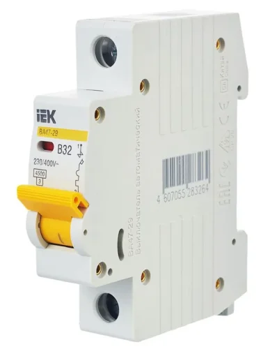 Выключатель автоматический модульный 1п B 32А 4.5кА ВА47-29 KARAT IEK MVA20-1-032-B - фото 8