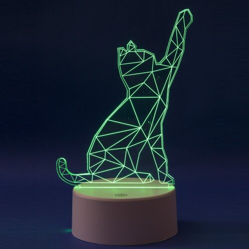 ULI-M501 RGB-3AAA CATTY-WHITE Светильник декоративный с эффектом 3D Кошка, на батарейках 3AAA не в-к, 1 светодиод, RGB свет, USB кабель в-к, TM Uniel - фото 1