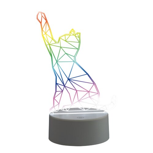 ULI-M501 RGB-3AAA CATTY-WHITE Светильник декоративный с эффектом 3D Кошка, на батарейках 3AAA не в-к, 1 светодиод, RGB свет, USB кабель в-к, TM Uniel - фото 2