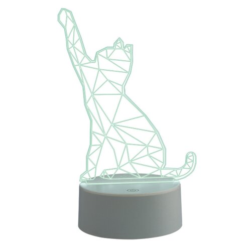 ULI-M501 RGB-3AAA CATTY-WHITE Светильник декоративный с эффектом 3D Кошка, на батарейках 3AAA не в-к, 1 светодиод, RGB свет, USB кабель в-к, TM Uniel - фото 3