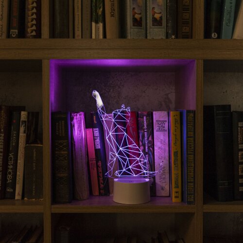 ULI-M501 RGB-3AAA CATTY-WHITE Светильник декоративный с эффектом 3D Кошка, на батарейках 3AAA не в-к, 1 светодиод, RGB свет, USB кабель в-к, TM Uniel - фото 9