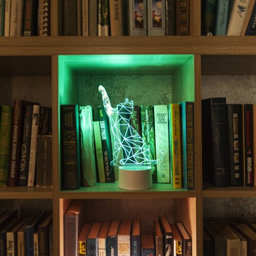 ULI-M501 RGB-3AAA CATTY-WHITE Светильник декоративный с эффектом 3D Кошка, на батарейках 3AAA не в-к, 1 светодиод, RGB свет, USB кабель в-к, TM Uniel - фото 11