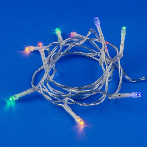 ULD-S0150-010-STB-2AA MULTI IP20 Гирлянда светодиодная на батарейках 2AA не в-к, 1.5м, 10 светодиодов, Разноцветный свет, Провод прозрачный, TM Uniel - фото 1
