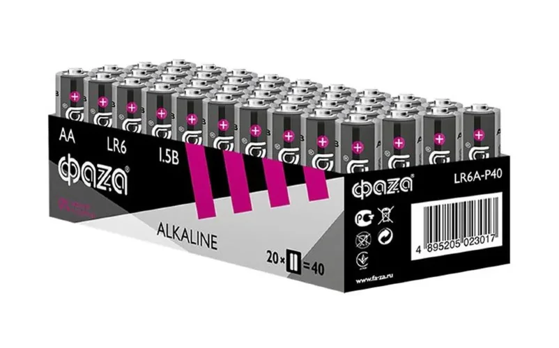 Элемент питания алкалиновый AA/LR6 1.5В Alkaline Pack-40 (уп.40шт) ФАZА 5023017 - фото