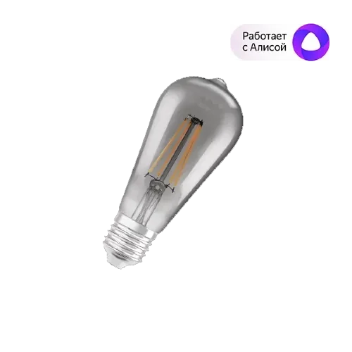 6W/2500K (=44W) E27 Edison(ST64) Dimm 540Lm 15000h d64x143mm (темнодымчатое стекло) - Светодиодная филаментная лампа с управлением по Wi-Fi LEDVANCE. Фото