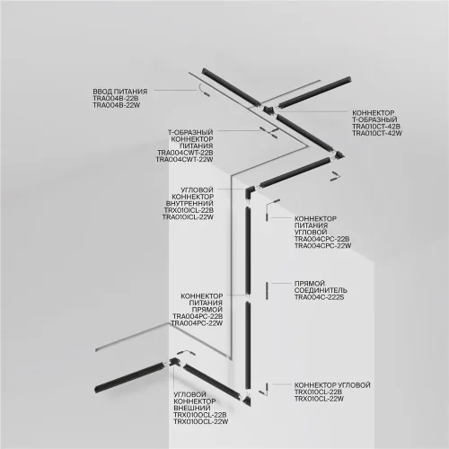 Шинопровод 1м Gravity встраиваемый черный (Черный) TRX010-421B - фото 2