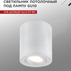 Светильник потолочный поворотный НПБ ЦИЛИНДР-GU10-RT-WH алюм под GU10 80х84мм белый IN HOME