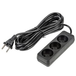 S-CU3-5 BLACK Удлинитель серии Ultra, шнур 5м., 3 гнезда, 10A, б-з, Черный, TM Uniel