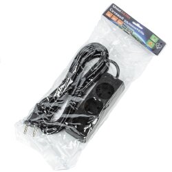 S-CU3-5 BLACK Удлинитель серии Ultra, шнур 5м., 3 гнезда, 10A, б-з, Черный, TM Uniel