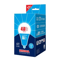 LED-A140-55W-4000K-E27-FR-NR Лампа светодиодная, Форма A, матовая, Серия Norma, Белый свет 4000K, Картон