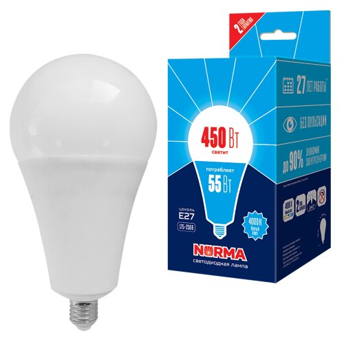 LED-A140-55W-4000K-E27-FR-NR Лампа светодиодная, Форма A, матовая, Серия Norma, Белый свет 4000K, Картон - фото 4