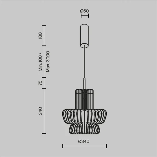 Подвесной светильник Намики / Namiki 2700-4000К 14Вт (Черный) MOD465PL-L12BK3 - фото 8