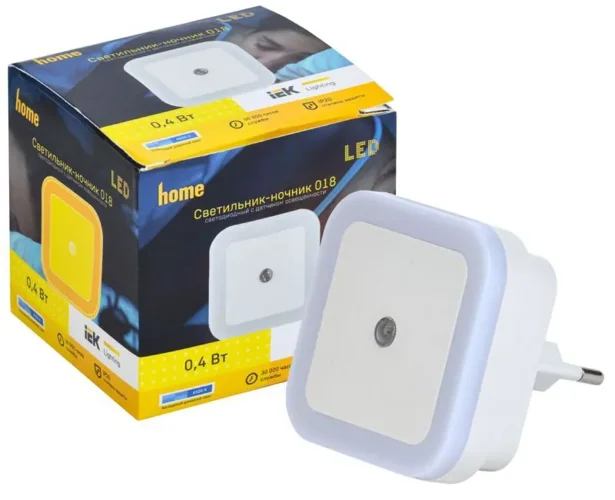 Светильник-ночник 018 квадрат датчик освещения 220В IEK LDNN8-018-SQ-P-00-S-K01 - фото 2