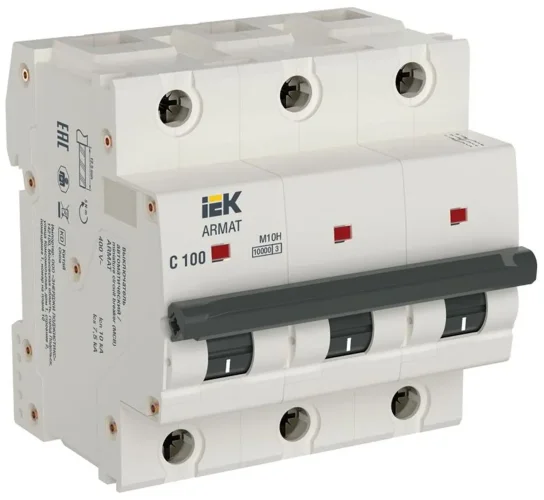 Выключатель автоматический модульный 3п C 100А M10H ARMAT IEK AR-M10H-3-C100 - фото