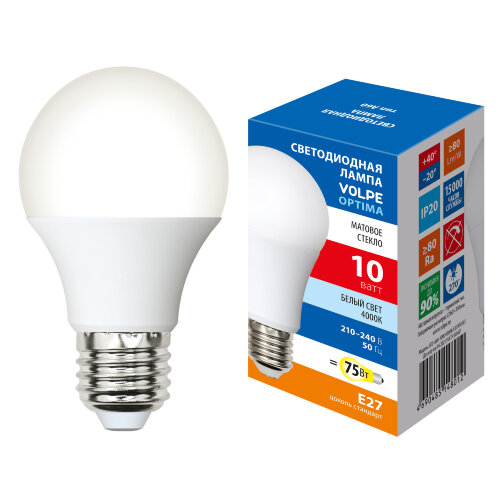 LED-A60-10W-4000K-E27-FR-SLS Лампа светодиодная, Форма A, матовая, Белый свет 4000K - фото 3