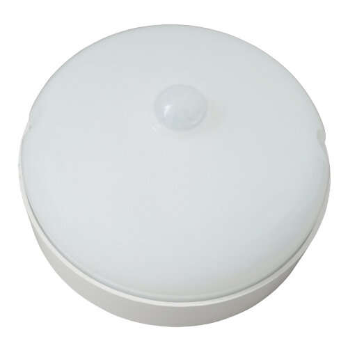 ULW-Q216 12W-6500К SENSOR IP65 WHITE Светильник светодиодный влагозащищенный, с датчиком движения, Круг, Дневной свет 6500K, Диаметр 135 мм, Корпус белый - фото 1