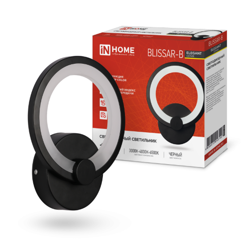 Светильник светодиодный ELEGANT BLISSAR-B 15Вт 230В 3000-6500K 1050Лм STEP COLOR черный IN HOME - Фото