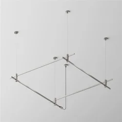 Готовая конструкция квадратная двухуровневая на тросовых подвесах Hang без светильников и блока питания, платина (Платина)