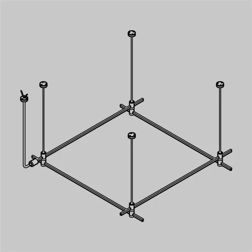 Готовая конструкция квадратная двухуровневая на тросовых подвесах Hang без светильников и блока питания, платина (Платина) - фото 2
