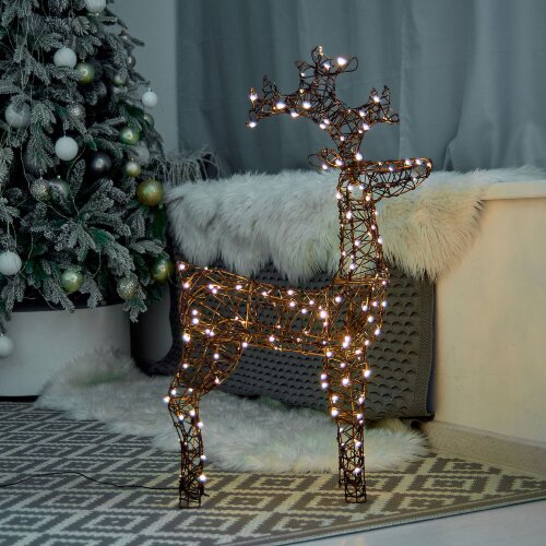 ULD-M6098-160-SBA WARM WHITE IP44 DEER-3 Фигура светодиодная каркасная Олень-3, 60х98см, 160 светодиодов, Теплый белый свет, Провод коричневый, TM Uniel - фото 6