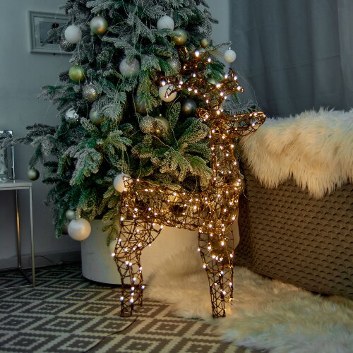 ULD-M6098-160-SBA WARM WHITE IP44 DEER-3 Фигура светодиодная каркасная Олень-3, 60х98см, 160 светодиодов, Теплый белый свет, Провод коричневый, TM Uniel - фото 9