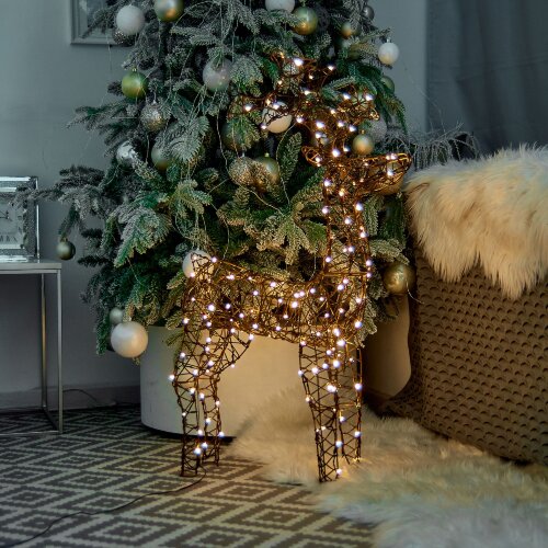 ULD-M6098-160-SBA WARM WHITE IP44 DEER-3 Фигура светодиодная каркасная Олень-3, 60х98см, 160 светодиодов, Теплый белый свет, Провод коричневый, TM Uniel - фото 11