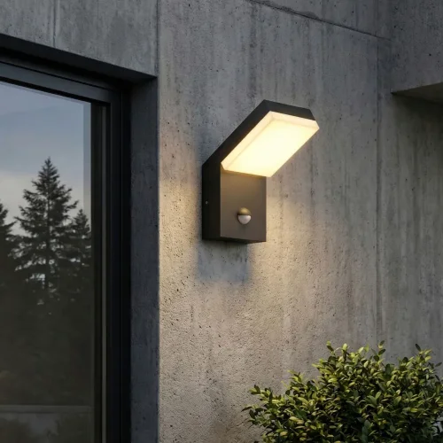 Уличный настенный светильник с датчиком движения Sensor 3000K IP54 1541 TECHNO LED черный - фото 3