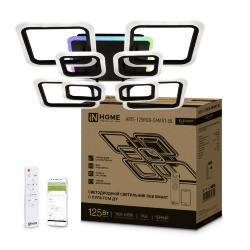 Светильник светодиодный ELEGANT ARIS-125RGB-SMART-BL 125Вт 230В 3000-6500K 8800Лм 585х585х115мм пульт ДУ черный IN HOME