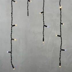 Гирлянда Бахрома 3,2 x 0,9 м Тепло-Белая с Мерцанием Белого Диода 220В, 168 LED, Провод Черный Каучук, IP65