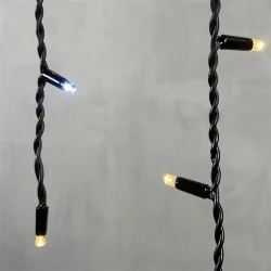 Гирлянда Бахрома 3,2 x 0,9 м Тепло-Белая с Мерцанием Белого Диода 220В, 168 LED, Провод Черный Каучук, IP65