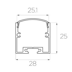 Профиль накладной алюминиевый LC-LP-2528-2 Anod