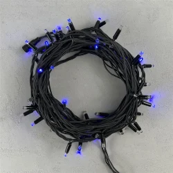 Гирлянда Нить 10м Синяя с Мерцанием Каждого Диода 220В, 75 LED, Провод Черный Каучук, IP65