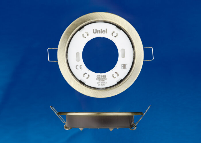 GX53/H2 ANTIQUE BRASS 10 PROM Светильник ультратонкий встраиваемый. В составе набора из 10шт. Корпус античная бронза. Картон. - фото