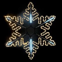 Светодиодная Снежинка «Black Edition» Ø0,8м Тепло-Белая с Динамикой Белого Диода 24В, Дюралайт на Металлическом Каркасе, IP65