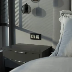 Выключатель двухклавишный проходной с подсветкой (дымчатый) W1222104