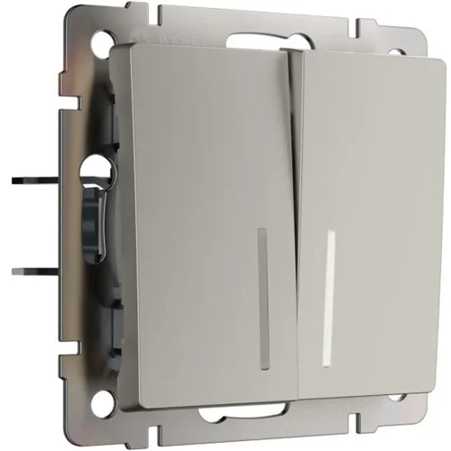 Выключатель двухклавишный проходной с подсветкой (дымчатый) W1222104 - фото