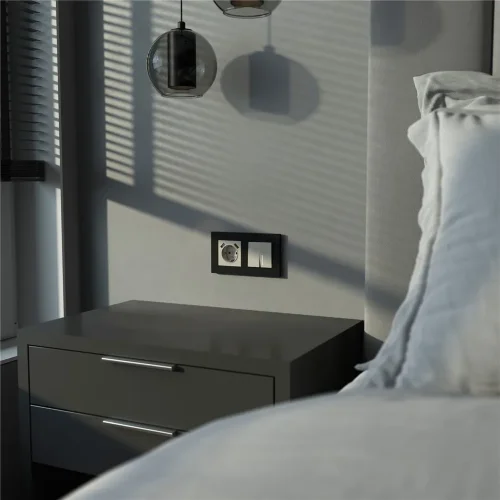 Выключатель двухклавишный проходной с подсветкой (дымчатый) W1222104 - фото 3