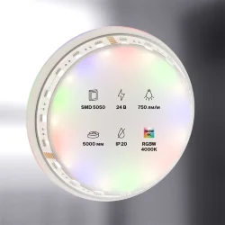 Светодиодная лента 24В 5050 19,2Вт/м RGBW 4000K 5м IP20 (Белый)